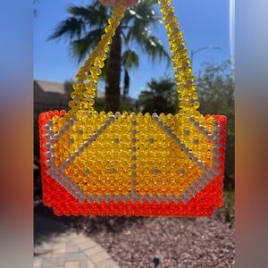 Susan Alexandra Citrus Beaded Orange and Yellow Shoulder Bag Purse
